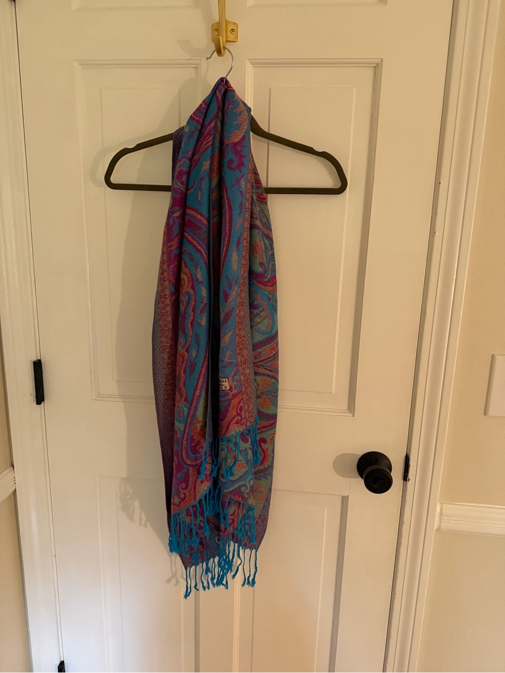 Pashmina Turquoise & Purple Paisley Scarf